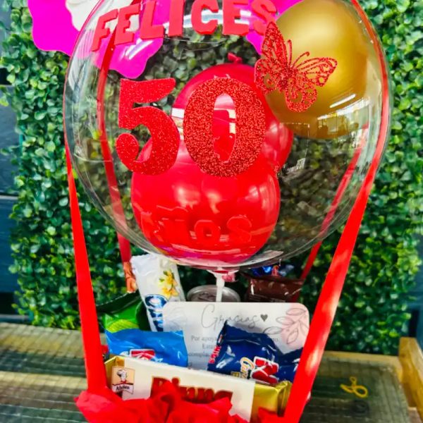 Regalo cesta globo burbuja rojo