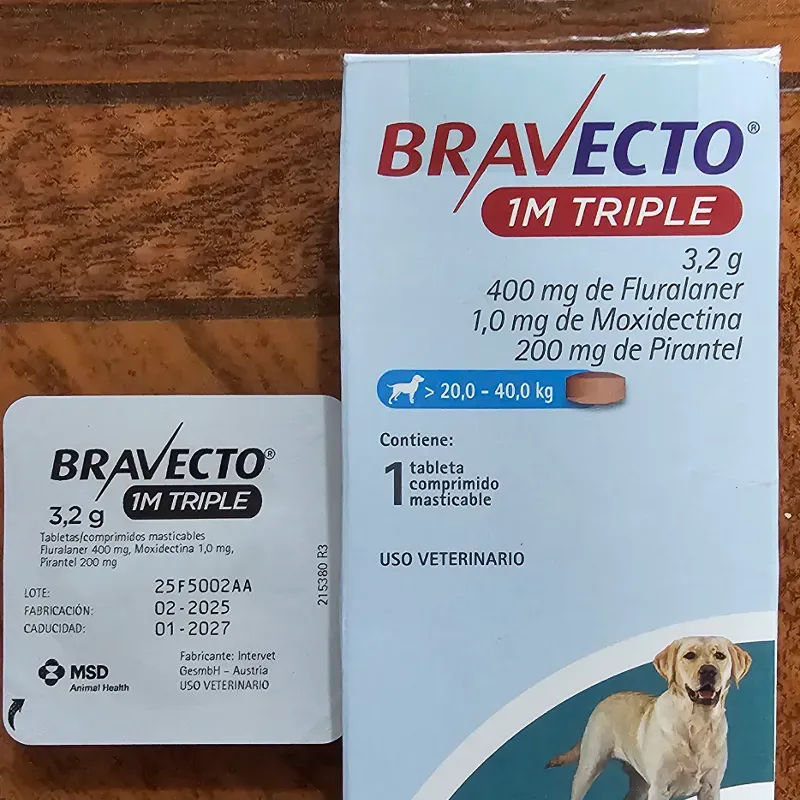 BRAVECTO 1M TRIPLE 3.2 g (20 a 40 KG)