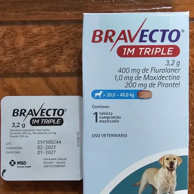 BRAVECTO 1M TRIPLE 3.2 g (20 a 40 KG)