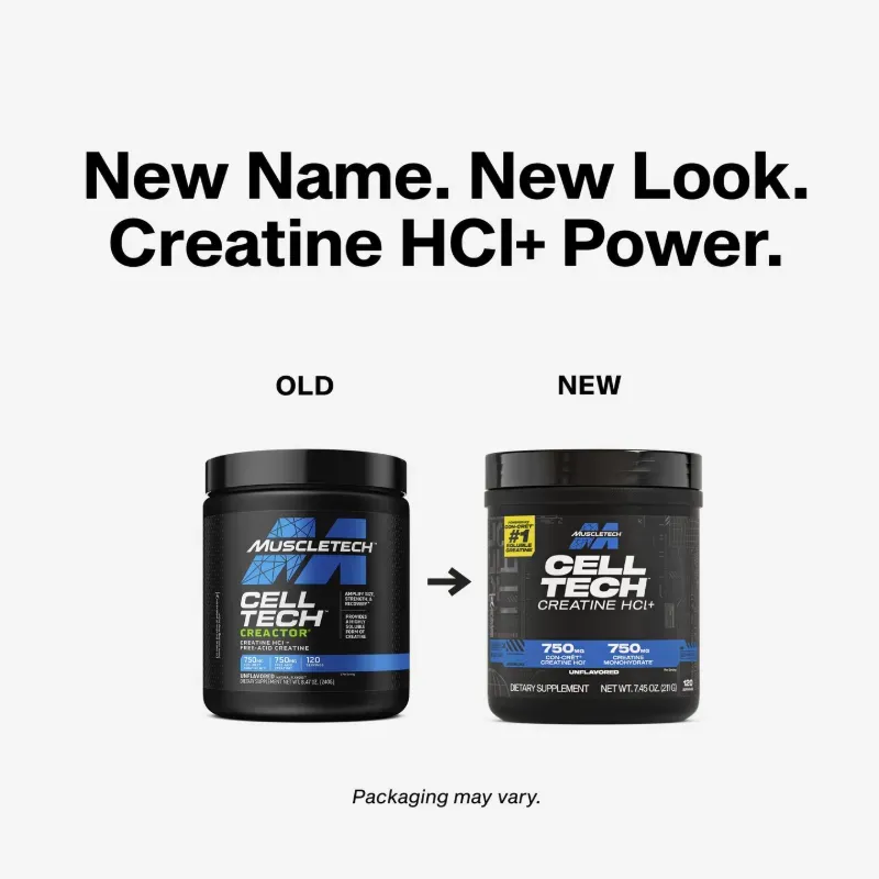 Muscletech Cell Tech Creatine HCl+ – 120 Servicios (Fruit Punch / Unflavored)
