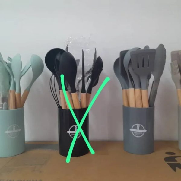 Set de cucharones de madera con silicona