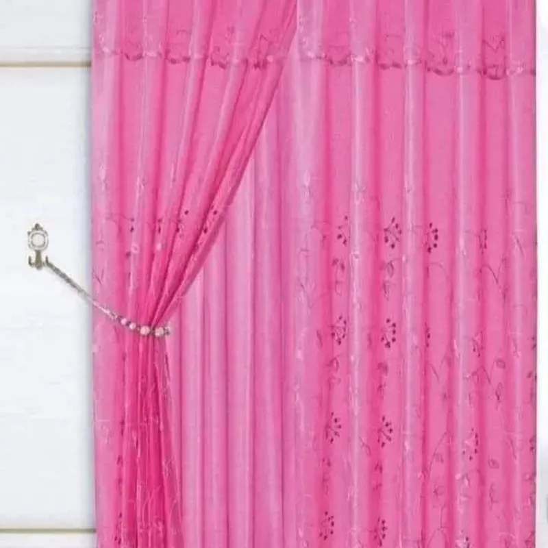 Cortinas de satín y encaje (Rosado oscuro)