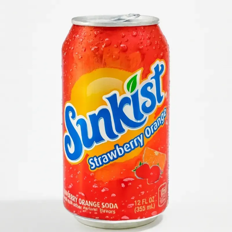 Refresco gaseado de fresa -naranja 