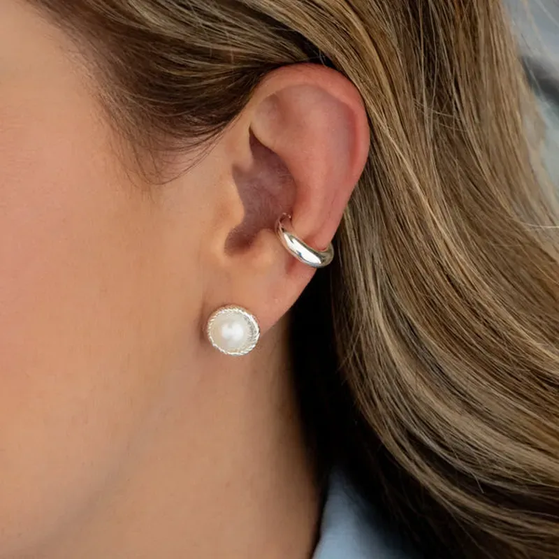 Set X2 Aretes Perlas Silver