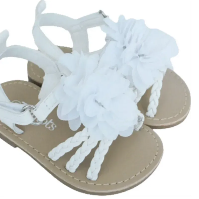 Sandalias Blancas con Flor para Bebé