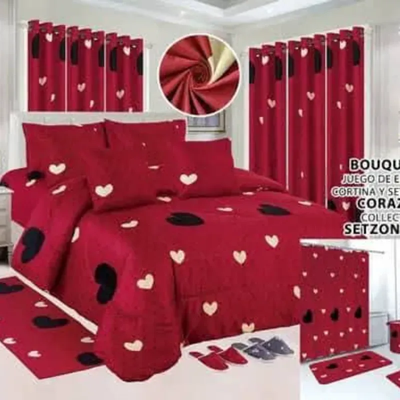 Juego de edredón medida queen Bouquetex Corazón Collection(24 piezas)