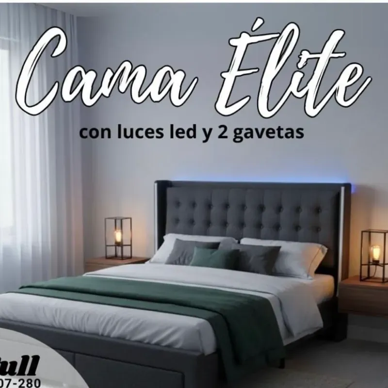 Cama con luces y gavetas