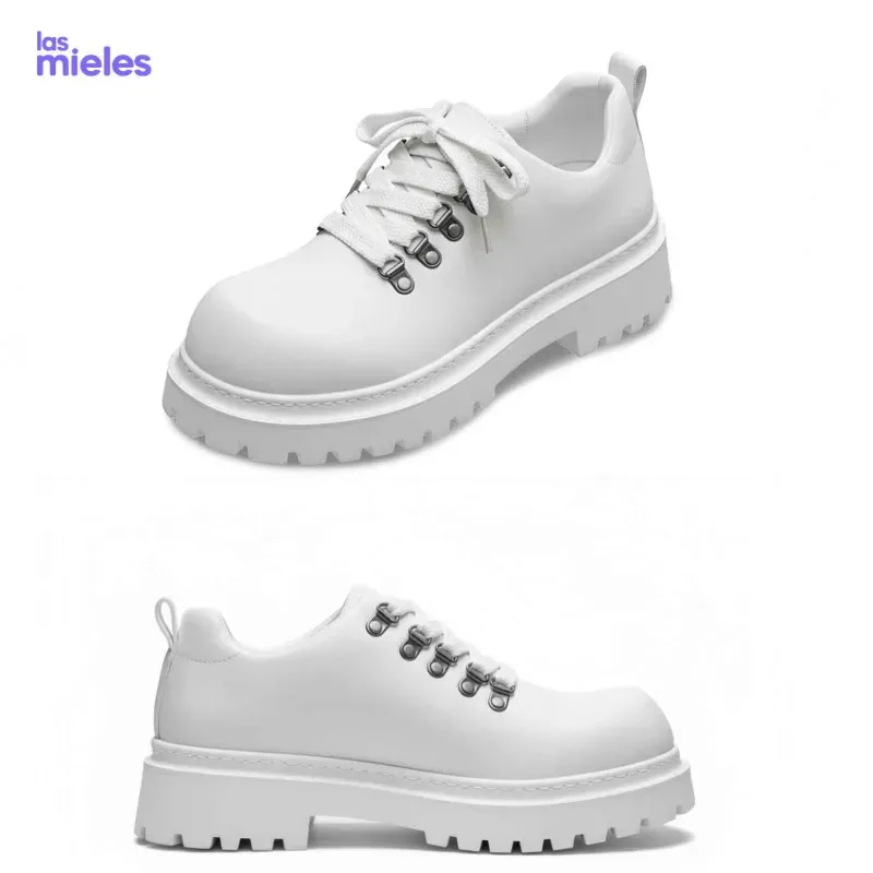 Zapatos de plataforma de piel retro Monarch Punta redonda