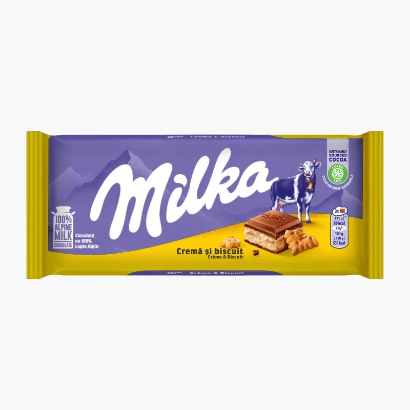 Tableta de Chocolate Milka Cream&Biscuits ChocoBiscuits - 100g -