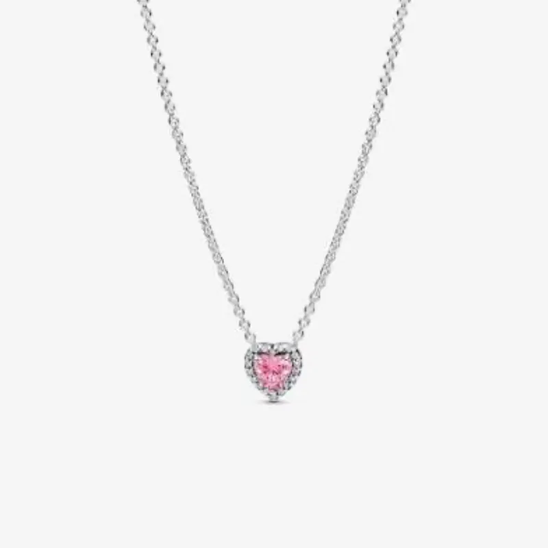 Cadena de Corazón con Piedra Rosa