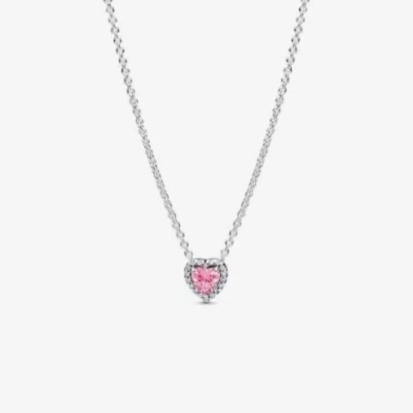 Cadena de Corazón con Piedra Rosa