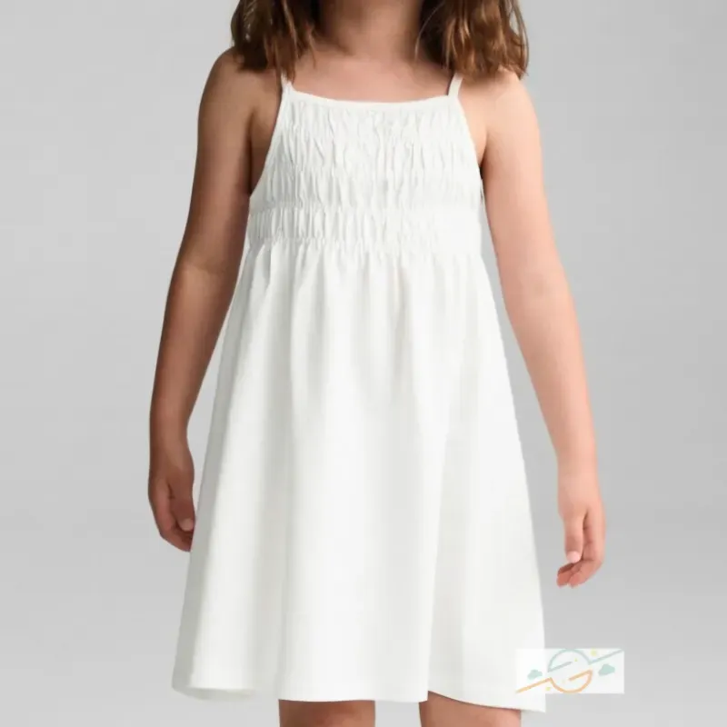 Vestido blanco peto fruncido MANGO