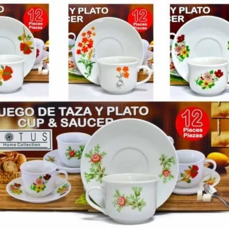 Juego de taza y plato de 12 piezas