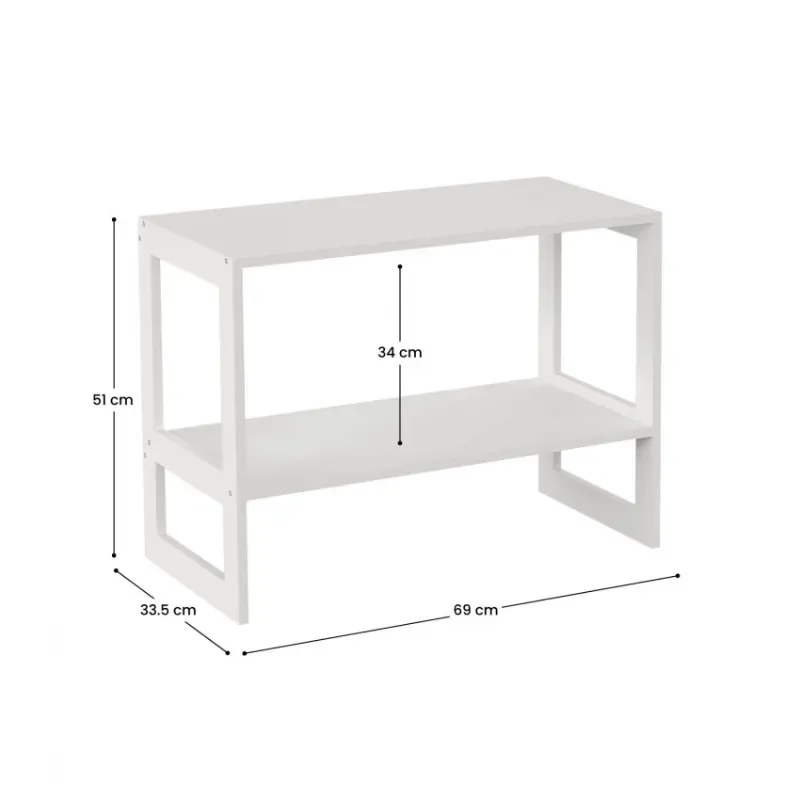 Estantería de 2 Niveles SpaceQub 69x33.5x51cm 7house. Blanco