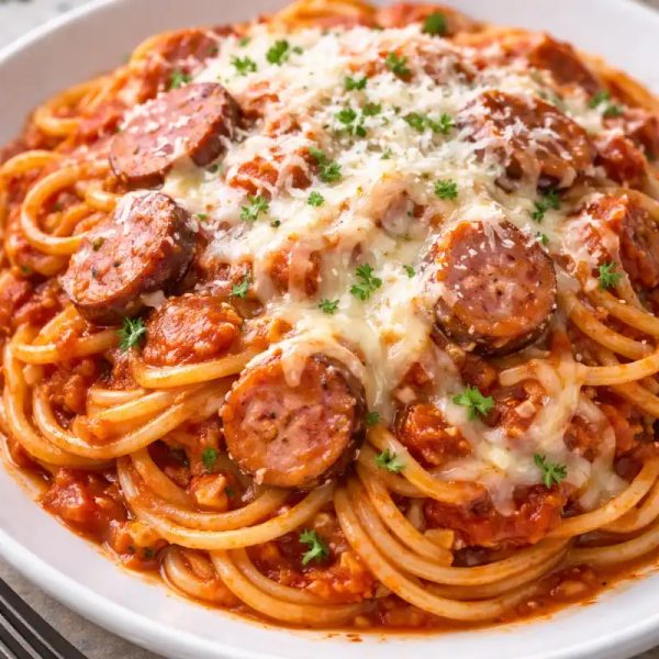 Spaghetti con Salchichas