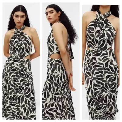 Vestido Zara cruzado lino