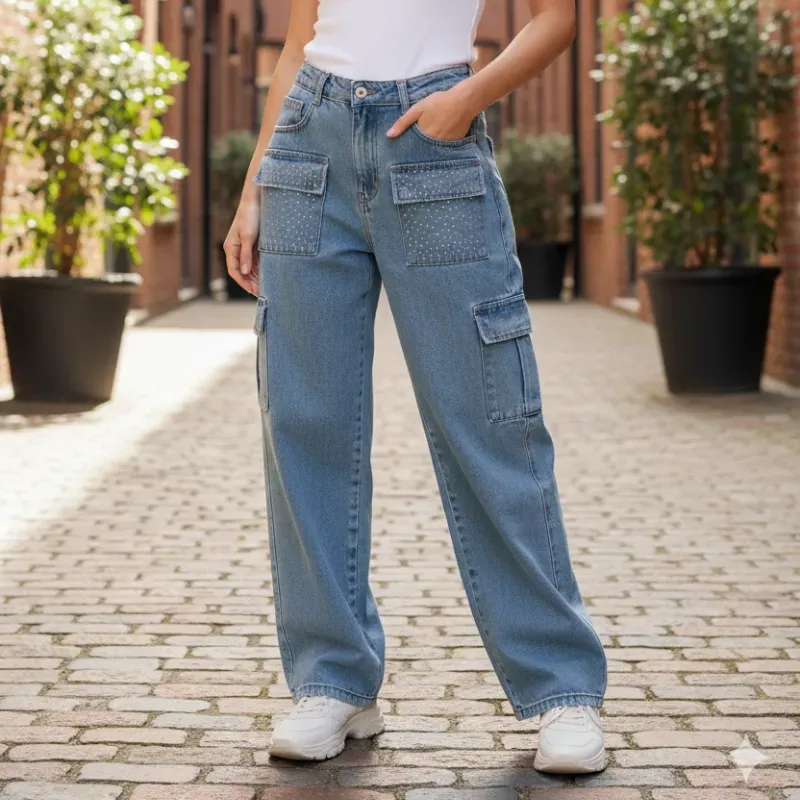 ✨️Pantalón mezclilla con brillos✨️