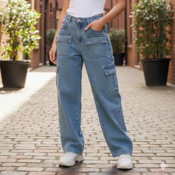 ✨️Pantalón mezclilla con brillos✨️
