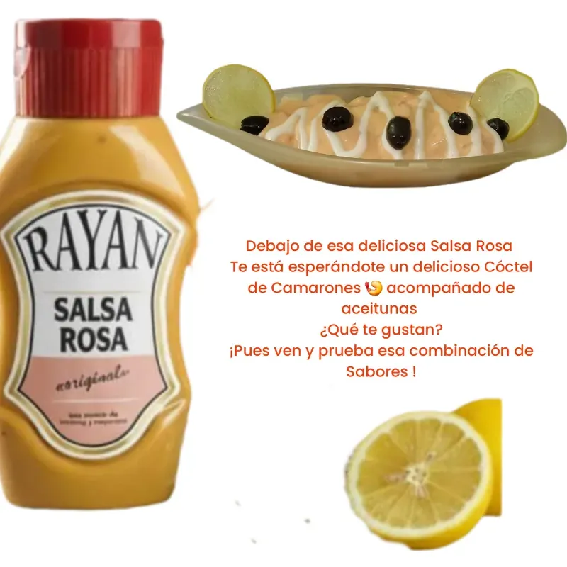 Cóctel de camarones con salsa rosa y aceitunas
