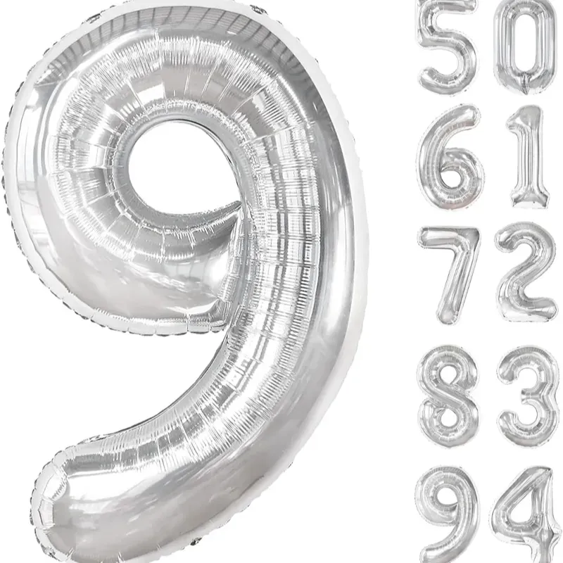 Globo foil número 9 plateado