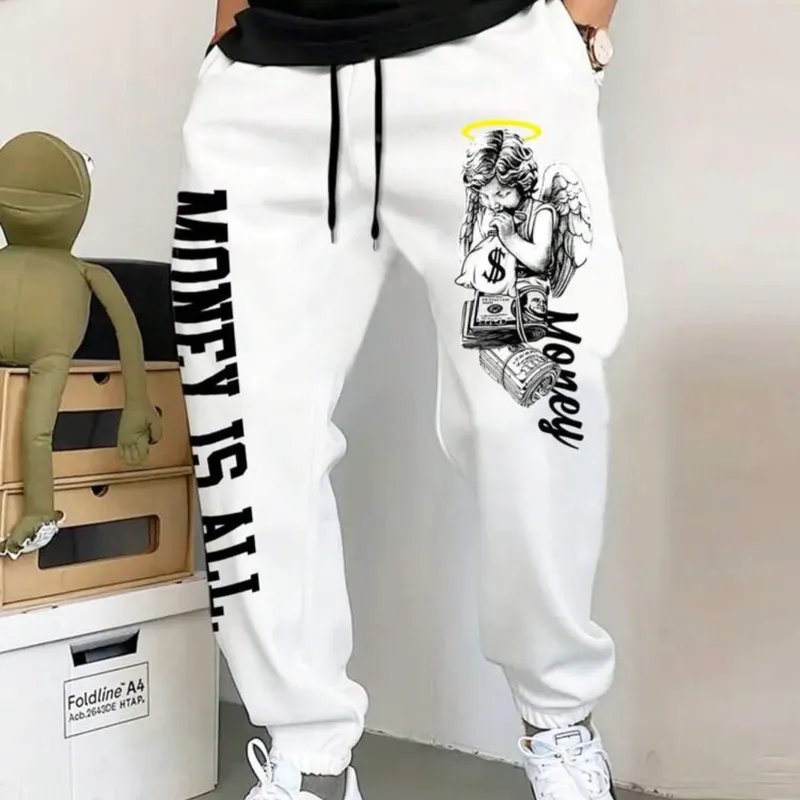 Manfinity LEGND Pantalones jogger elásticos con estampado de escultura para hombre, ropa de calle para salir, pantalones deportivos, regalo para esposo o novio
