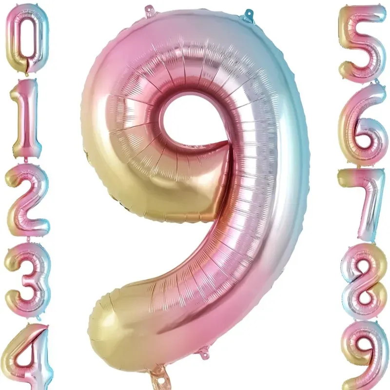 Globo foil número 9 tornasol