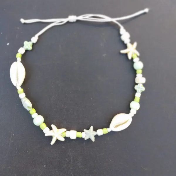 Tobillera verde y blanca