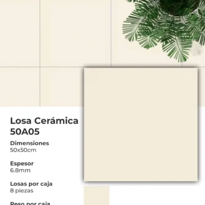 LOSA CERÁMICA 50x50 SUPERFICIE BRILLANTE  CAJA (2.03m2) MARFIL CREMA