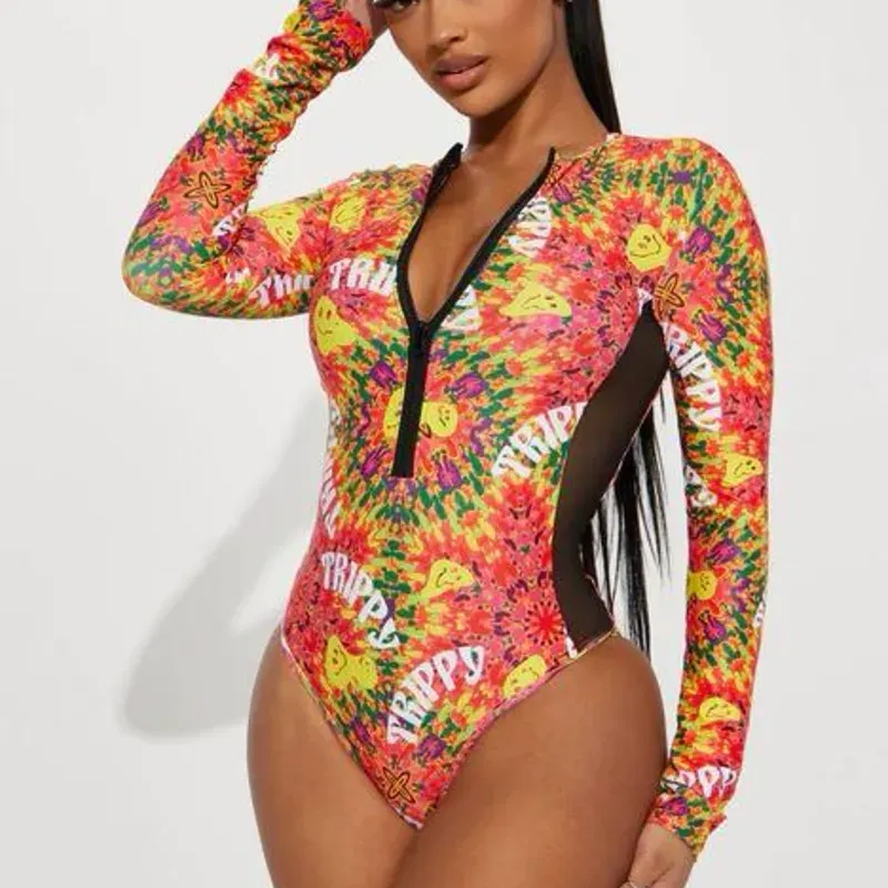 Trusa de manga larga estampada naranja