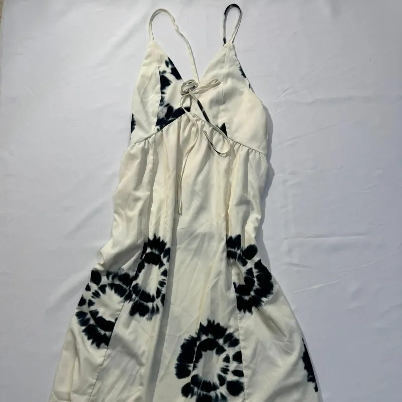 Vestido Blanco Largo Estampado Azul de Tirantes