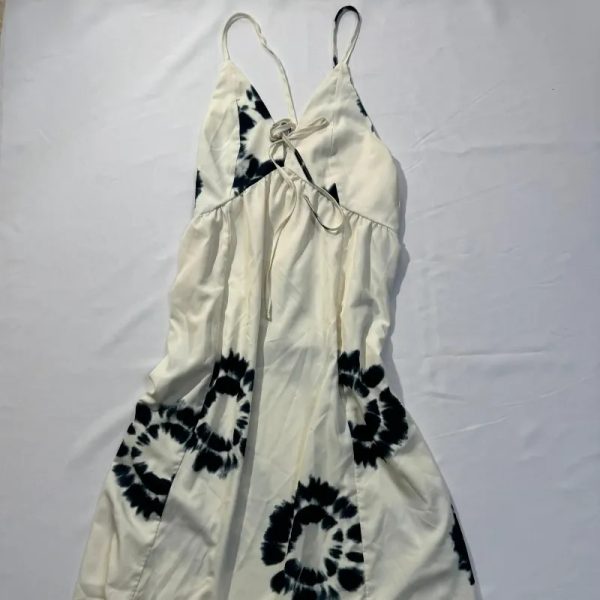 Vestido Blanco Largo Estampado Azul de Tirantes