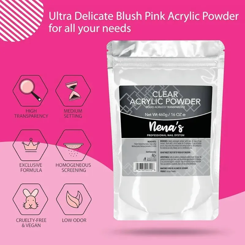 Polvo acrílico Nena's clear (por onza 450)