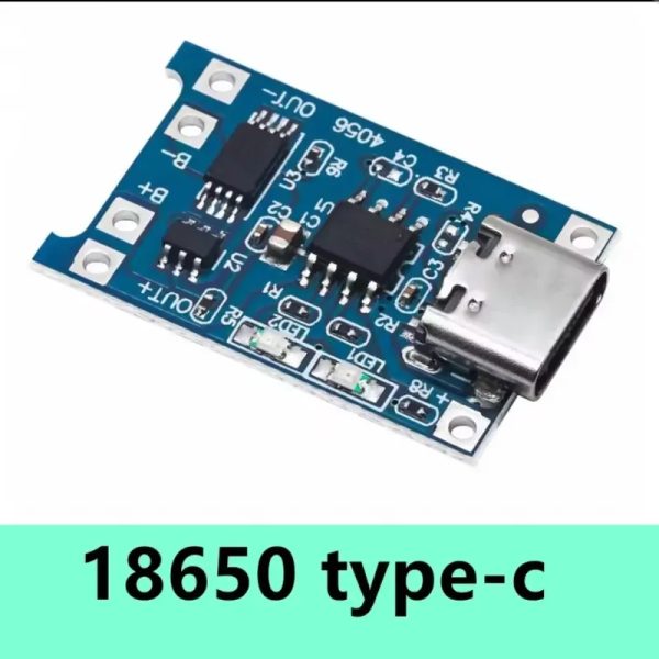  Módulo de Carga TP4056 – 5V 1A, Tipo C para Baterías de Litio 18650