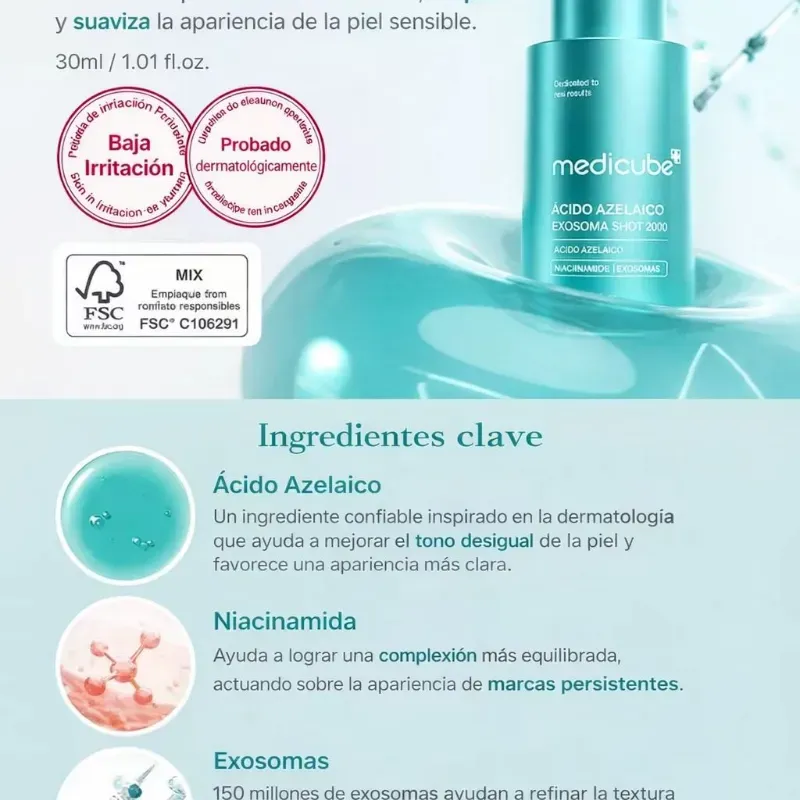 Medicube Ácido Azelaico – Sérum Exosoma Shot (30 ml) ✨