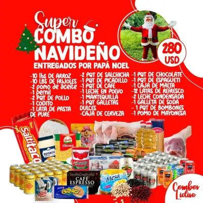 Combos de alimentos sorpresa entregados por santa Claus o Papá Noel  ( Incluyen fotos y video editado de la reacción de su familia )