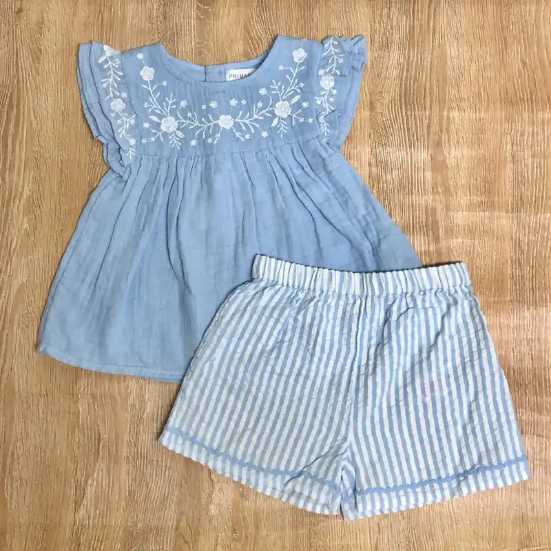 Conjunto azul con bordados