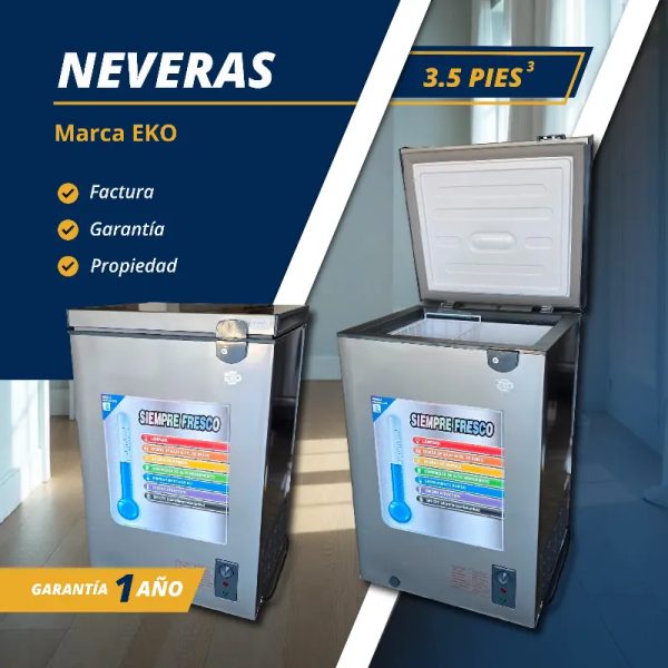  *Nevera de 3.5 pies Color Gris Marca EKO*
