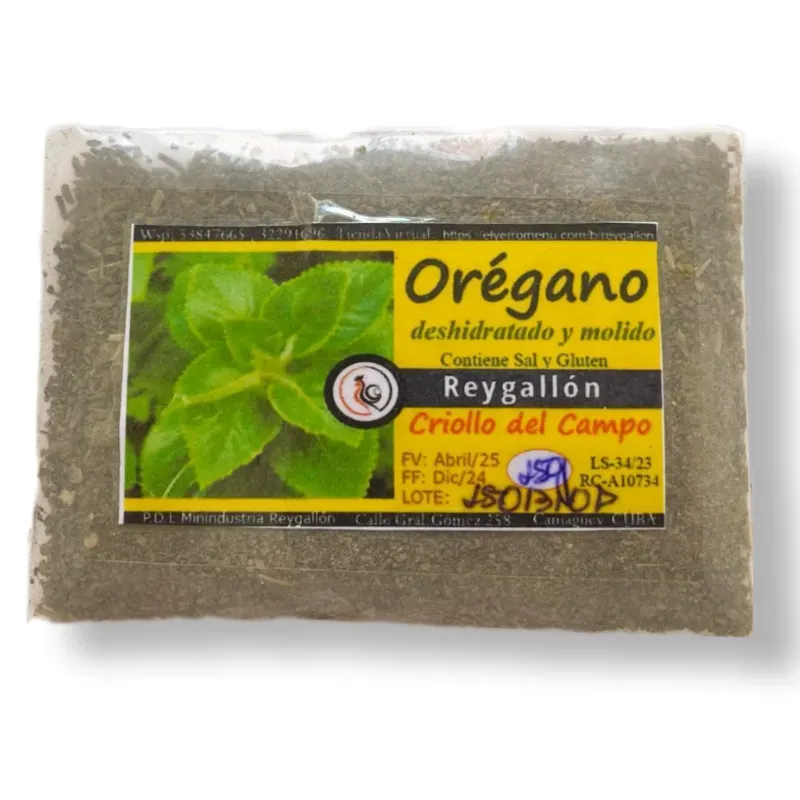 Orégano deshidratado y molido (25 g)