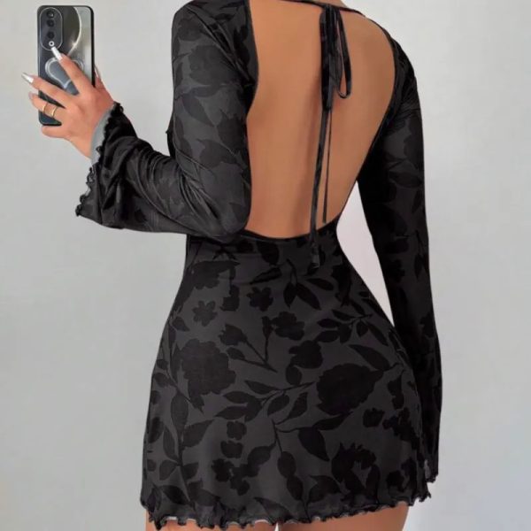 Vestido floreado negro