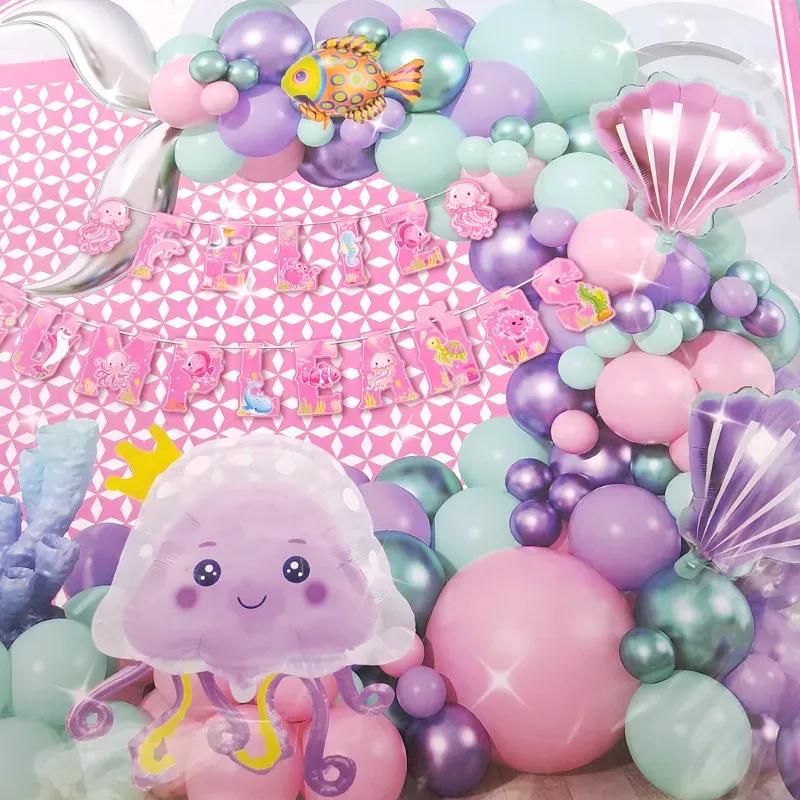 Set arco de globos "SIRENA Y MAR"