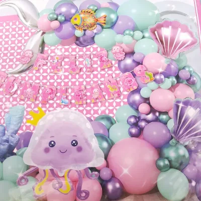 Set arco de globos "SIRENA Y MAR"