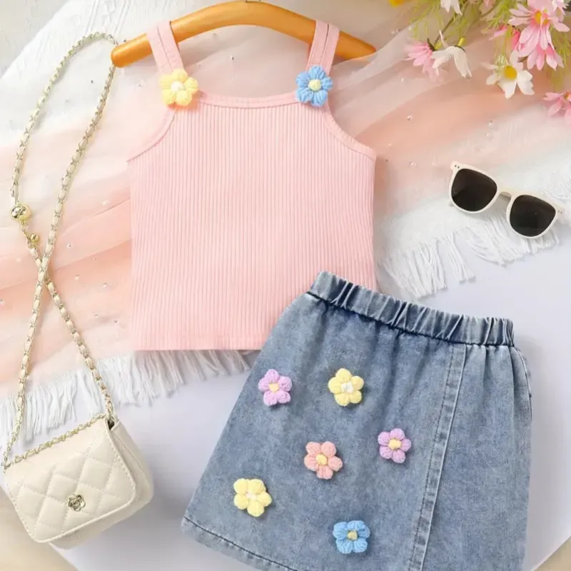 Conjunto saya de mezclilla y camisetica