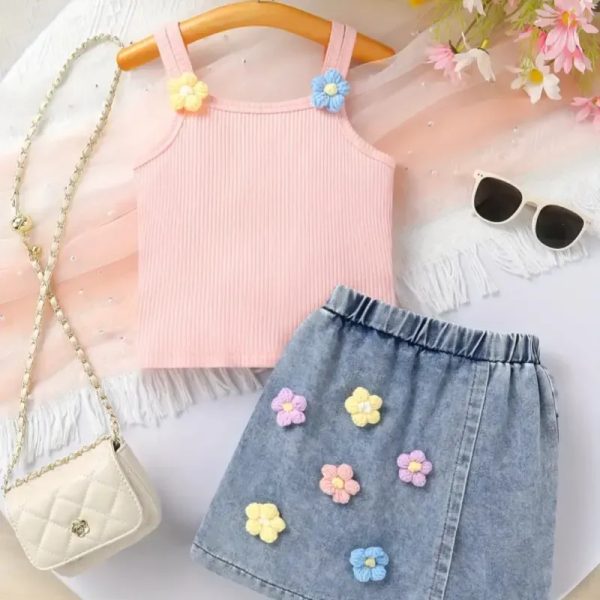 Conjunto saya de mezclilla y camisetica