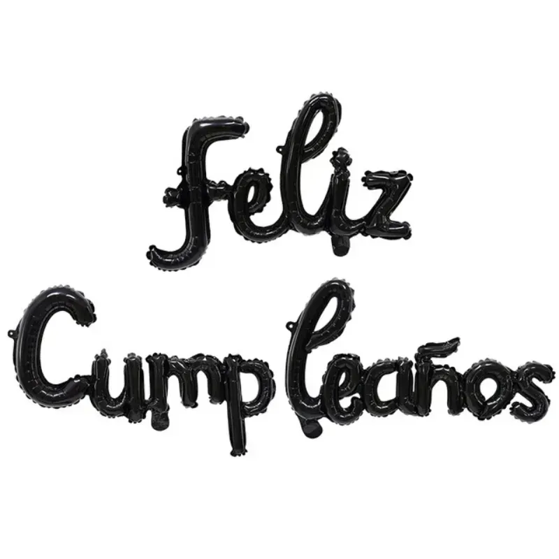 Cartel de feliz cumpleaños inflable negro