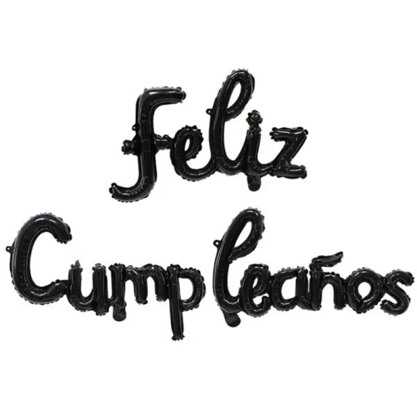 Cartel de feliz cumpleaños inflable negro