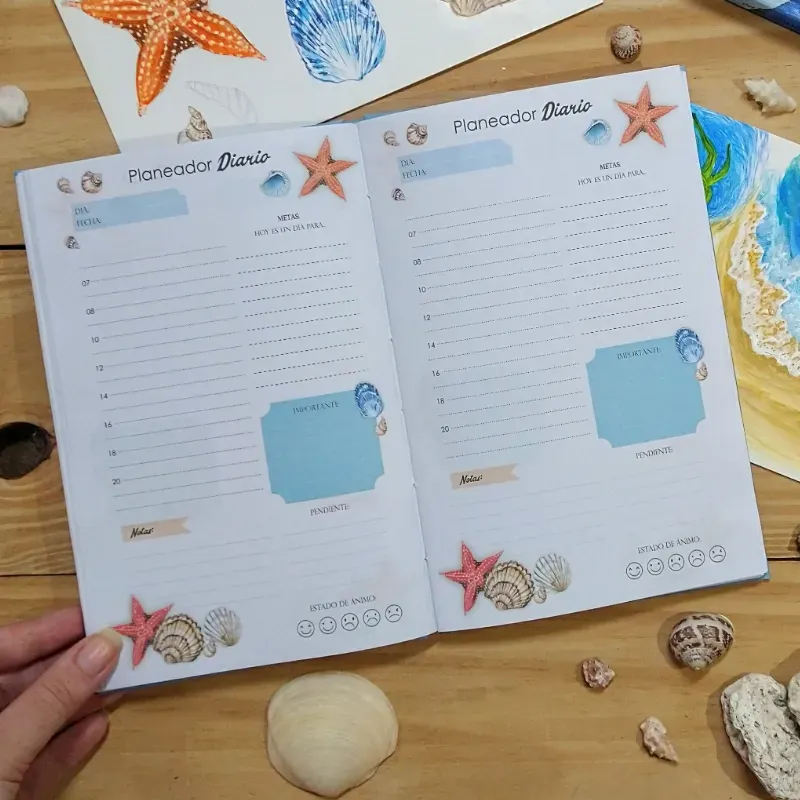 Planner diario de mar y caracolas