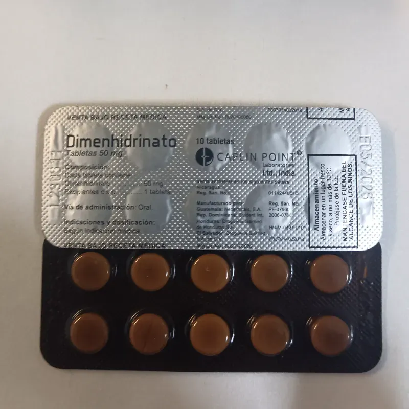 Dimenhidrinato (Gravinol) de 50 mg de 10 Tabletas