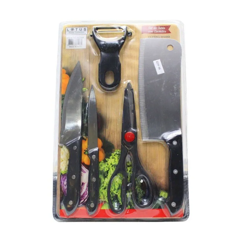 Set de tabla de picar con cuchillos y pelador