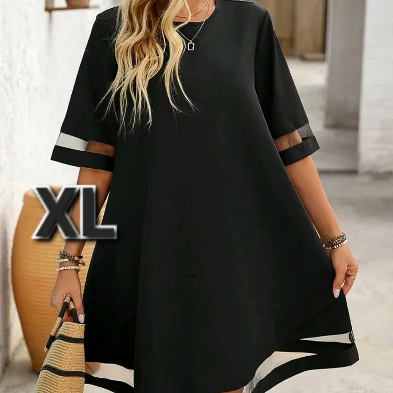 Vestido Suelto de Mangas Cortas