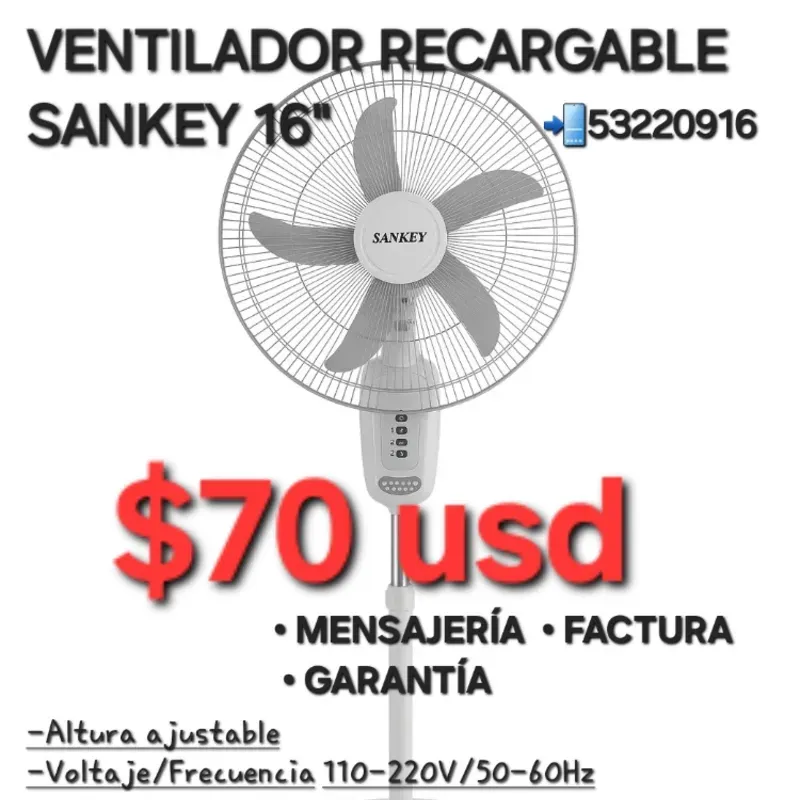 Ventilador Recargable SANKEY 16"